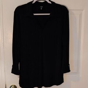 Jones New York Black Long Sleeve Blouse